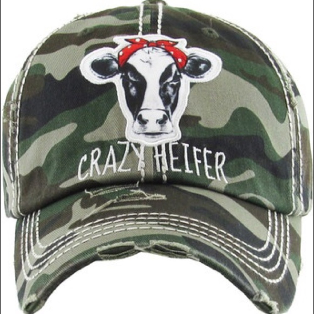 CRAZY HEIFER Distressed Vintage Ballcap - Picture 8 of 10